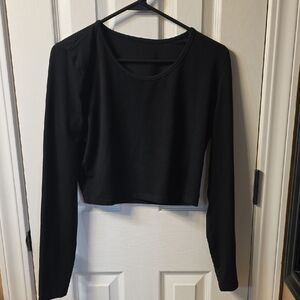 Elegant Black Long Sleeve Crop Top